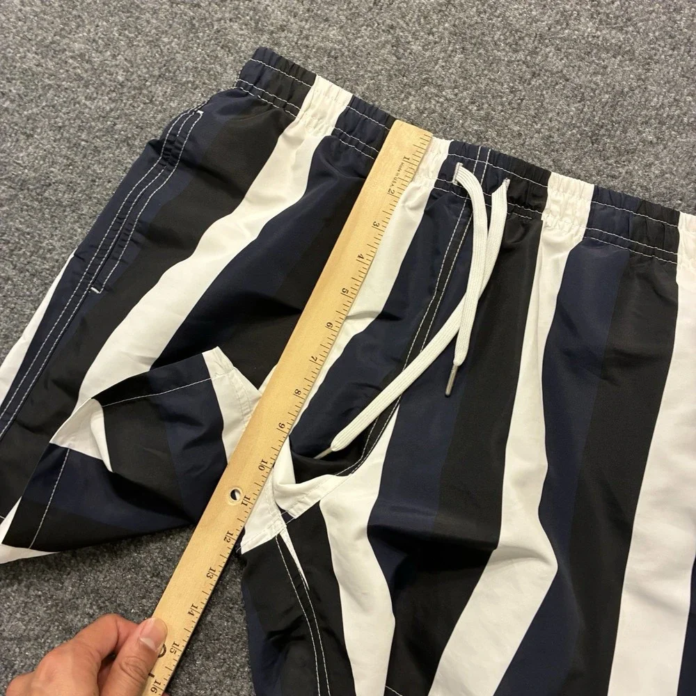 Bather Vertical Striped Mesh Lined Nylon Swim Trunks Shorts Mens Size Medium